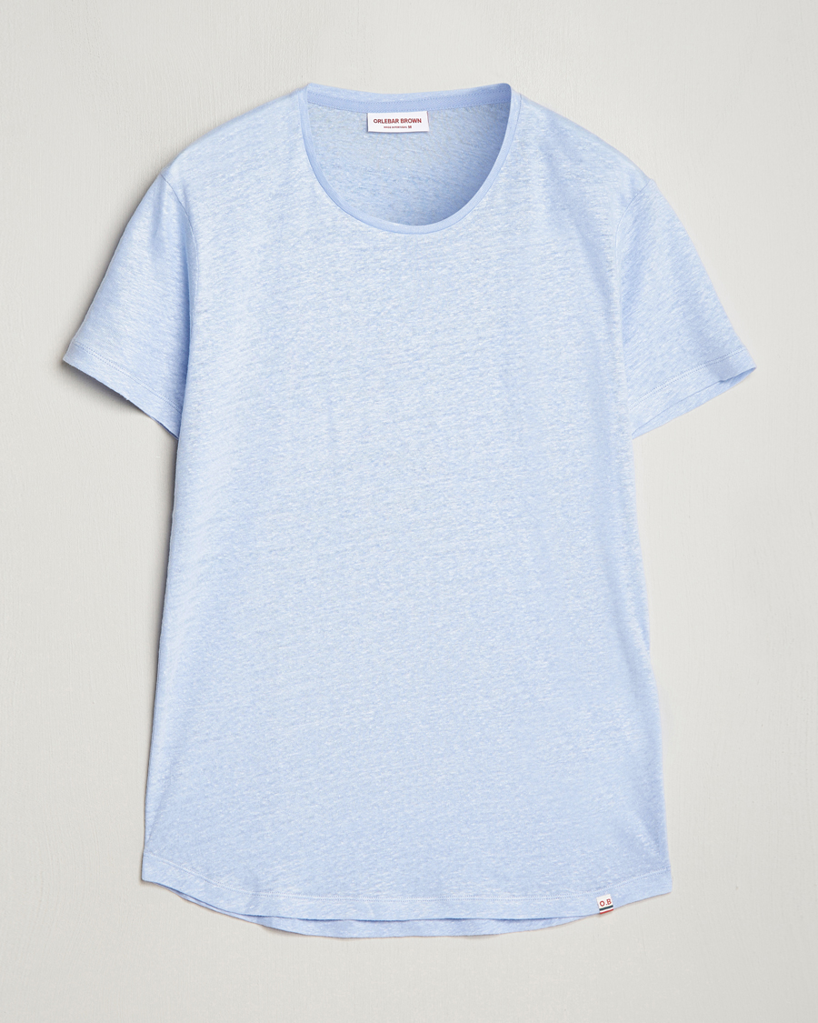 Homme | T-shirts | Orlebar Brown | OB Linen Crew Neck Tee Soft Blue