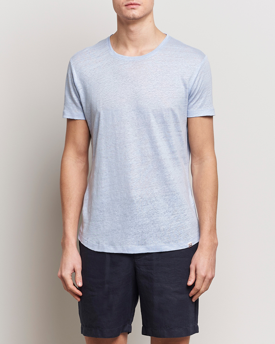 Homme | T-shirts À Manches Courtes | Orlebar Brown | OB Linen Crew Neck Tee Soft Blue