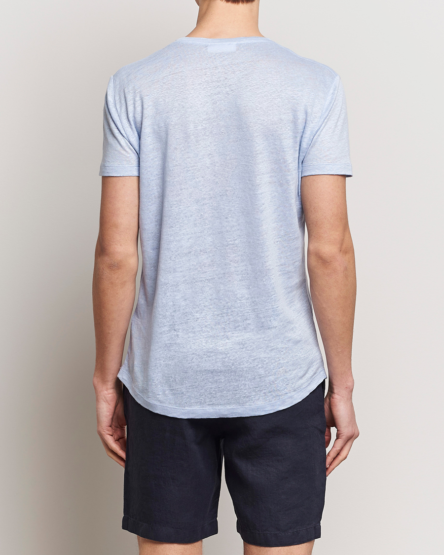 Homme | T-shirts | Orlebar Brown | OB Linen Crew Neck Tee Soft Blue