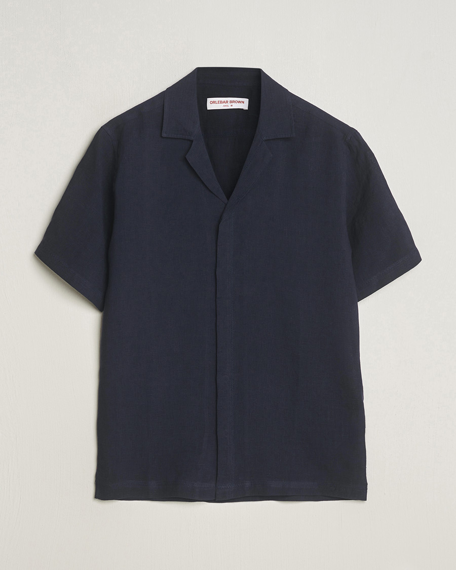 Homme | Chemises | Orlebar Brown | Maitan Short Sleeve Linen Shirt Night Iris
