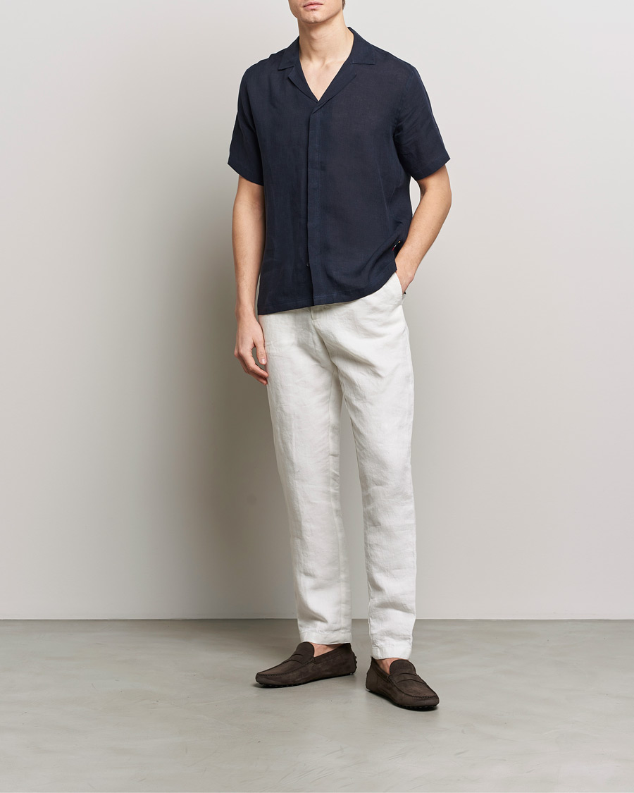 Homme | Chemises | Orlebar Brown | Maitan Short Sleeve Linen Shirt Night Iris