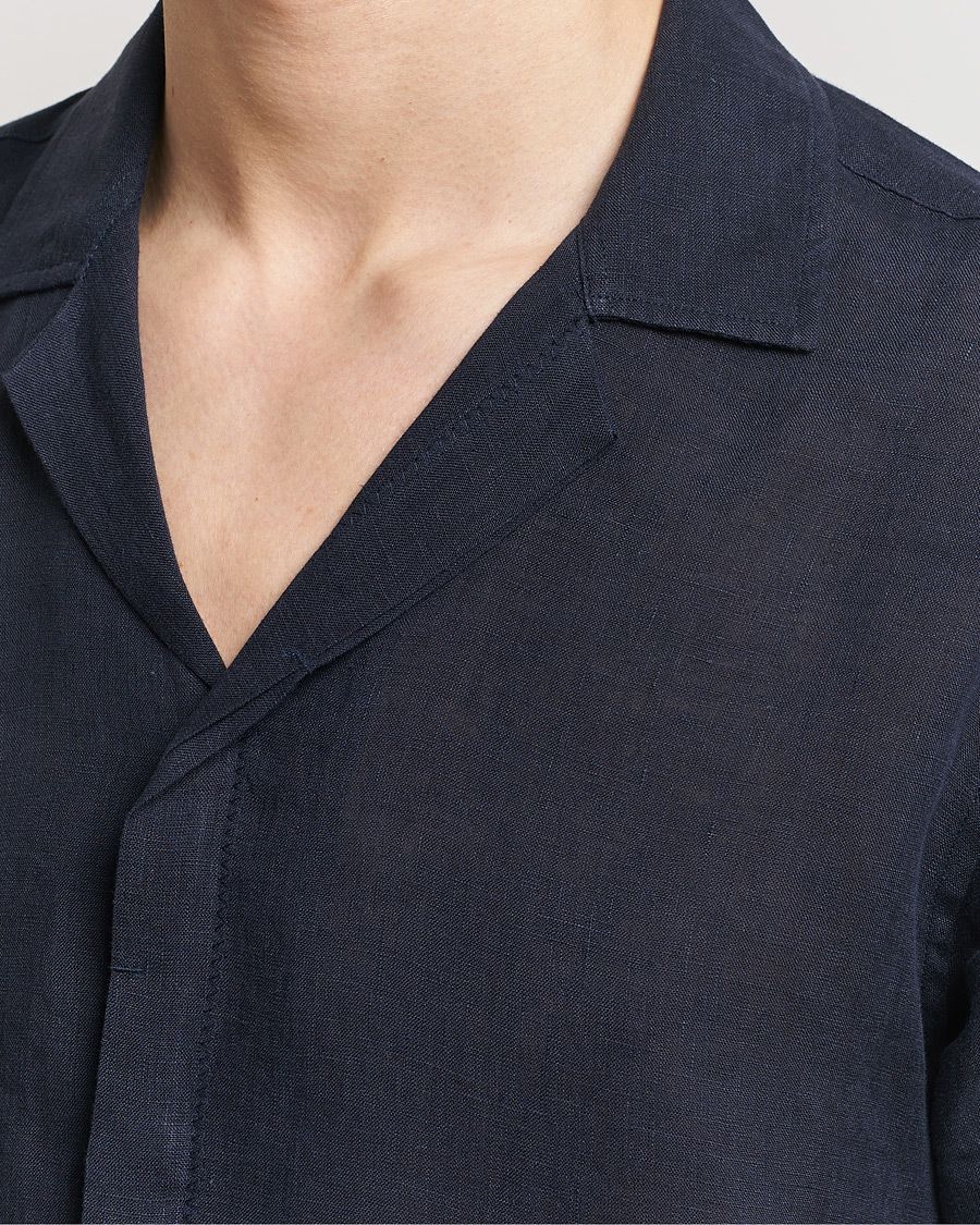 Homme | Chemises | Orlebar Brown | Maitan Short Sleeve Linen Shirt Night Iris