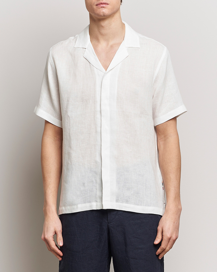 Homme | Best of British | Orlebar Brown | Maitan Short Sleeve Linen Shirt White
