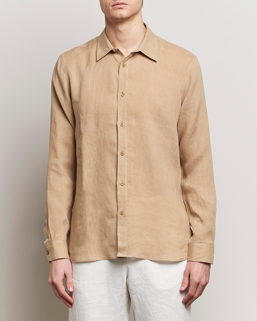Homme | Chemises En Lin | Orlebar Brown | Justin Linen Shirt Biscuit