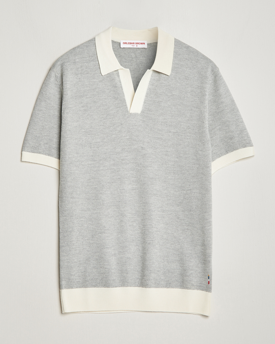 Homme | Polos | Orlebar Brown | Horton Contrast Knitted Polo White/Grey
