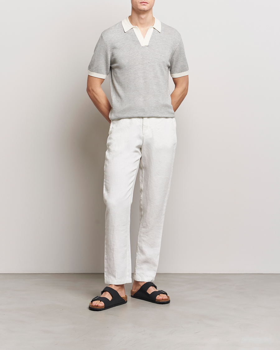 Homme | Polos | Orlebar Brown | Horton Contrast Knitted Polo White/Grey