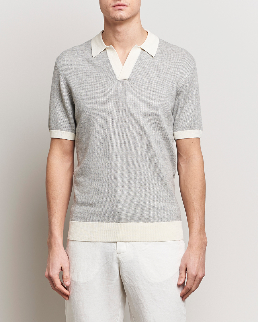Homme |  | Orlebar Brown | Horton Contrast Knitted Polo White/Grey