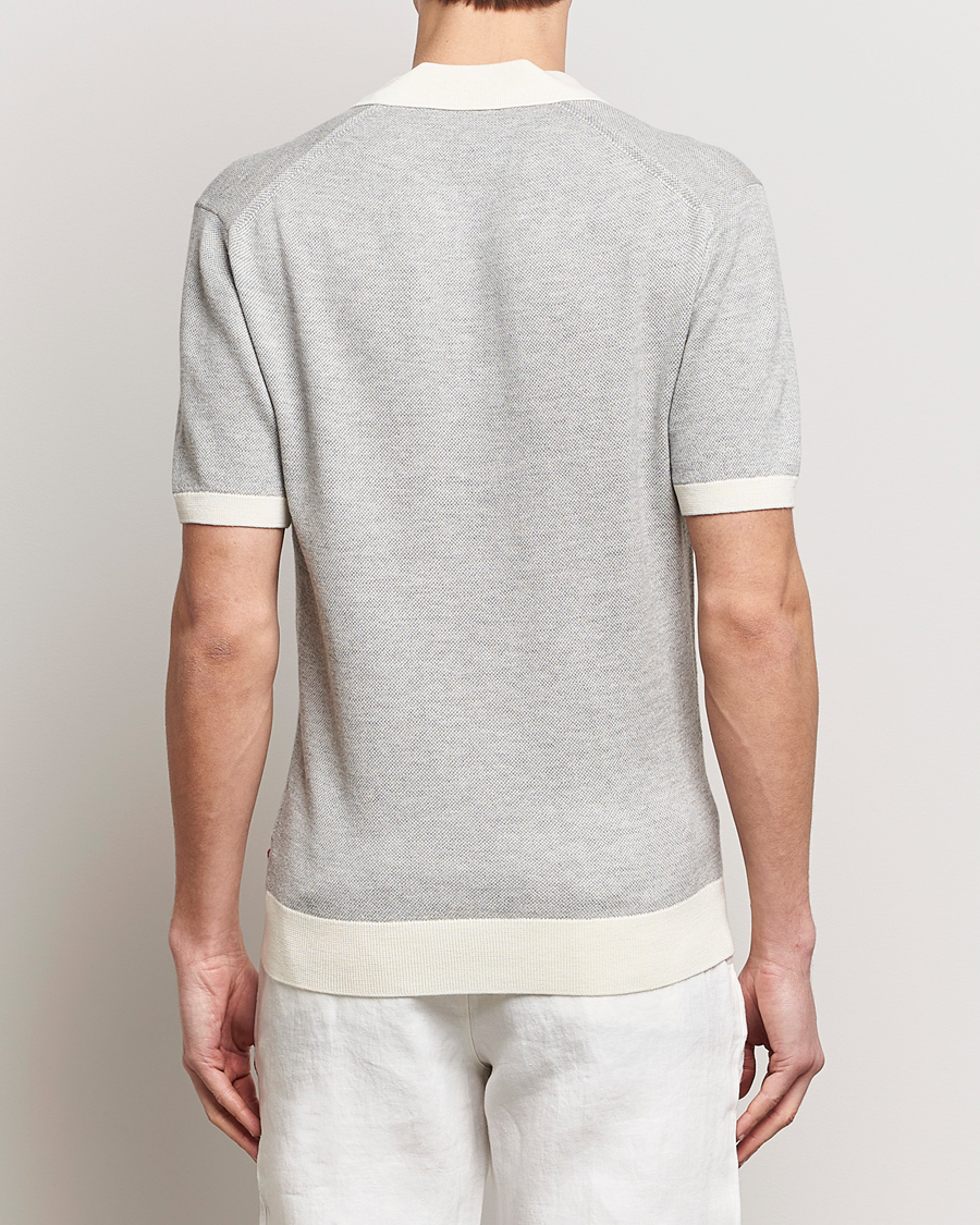 Homme | Polos | Orlebar Brown | Horton Contrast Knitted Polo White/Grey