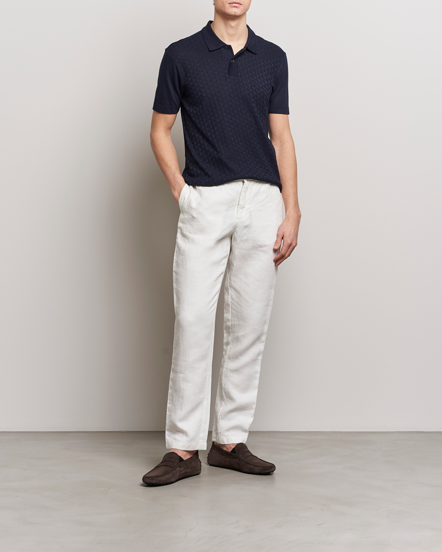 Homme | Polos | Orlebar Brown | Jarrett Jaquard Knitted Ribb Polo Night Iris