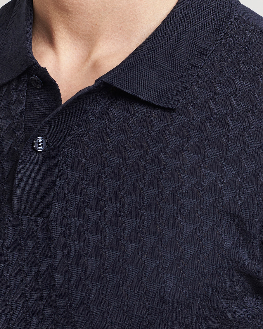 Homme | Polos | Orlebar Brown | Jarrett Jaquard Knitted Ribb Polo Night Iris