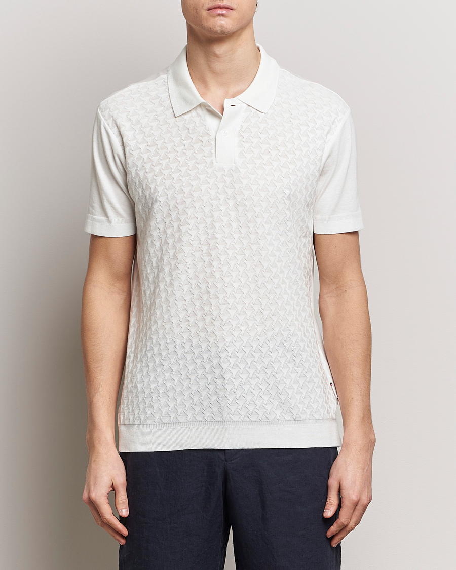 Homme | Best of British | Orlebar Brown | Jarrett Jaquard Knitted Ribb Polo White