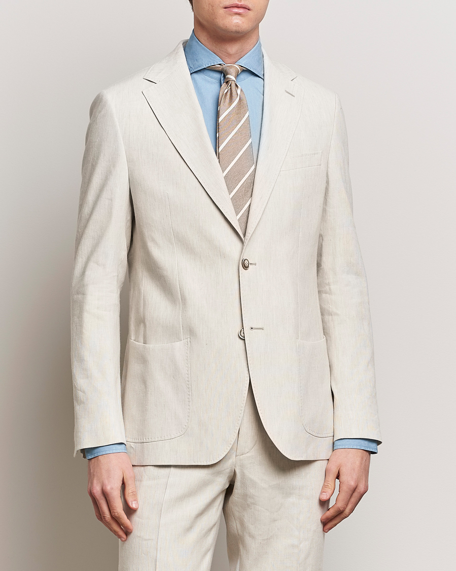 Homme | Vestes De Costume | Morris Heritage | Summer Linen Blazer Beige