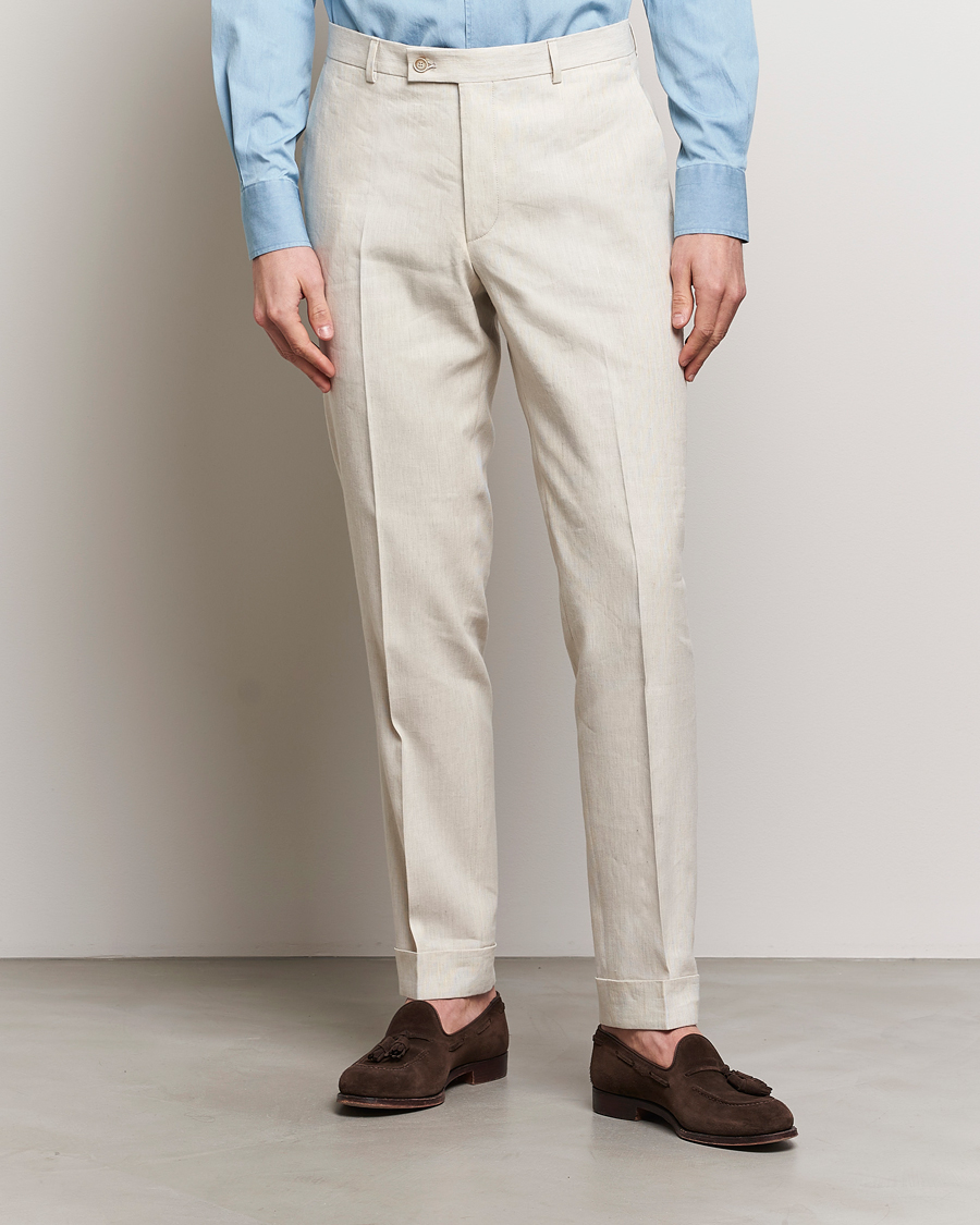 Homme | Preppy Authentic | Morris Heritage | Jack Summer Linen Trousers Beige