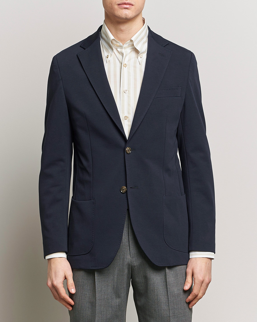 Homme | Sections | Morris Heritage | Mike Soft Cotton Jersey Blazer Navy