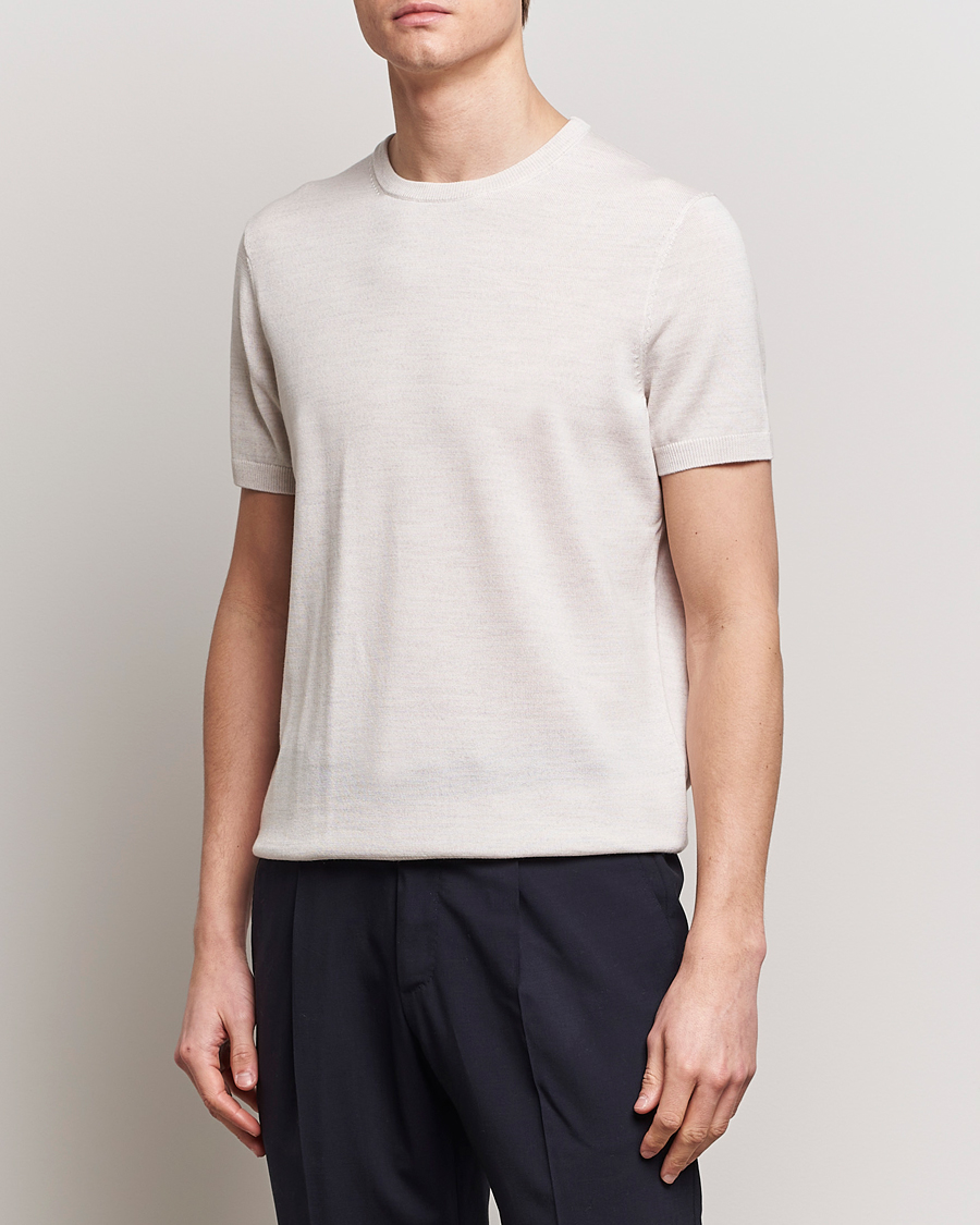 Homme |  | Morris Heritage | Kingsley Knitted Merino T-Shirt Off White