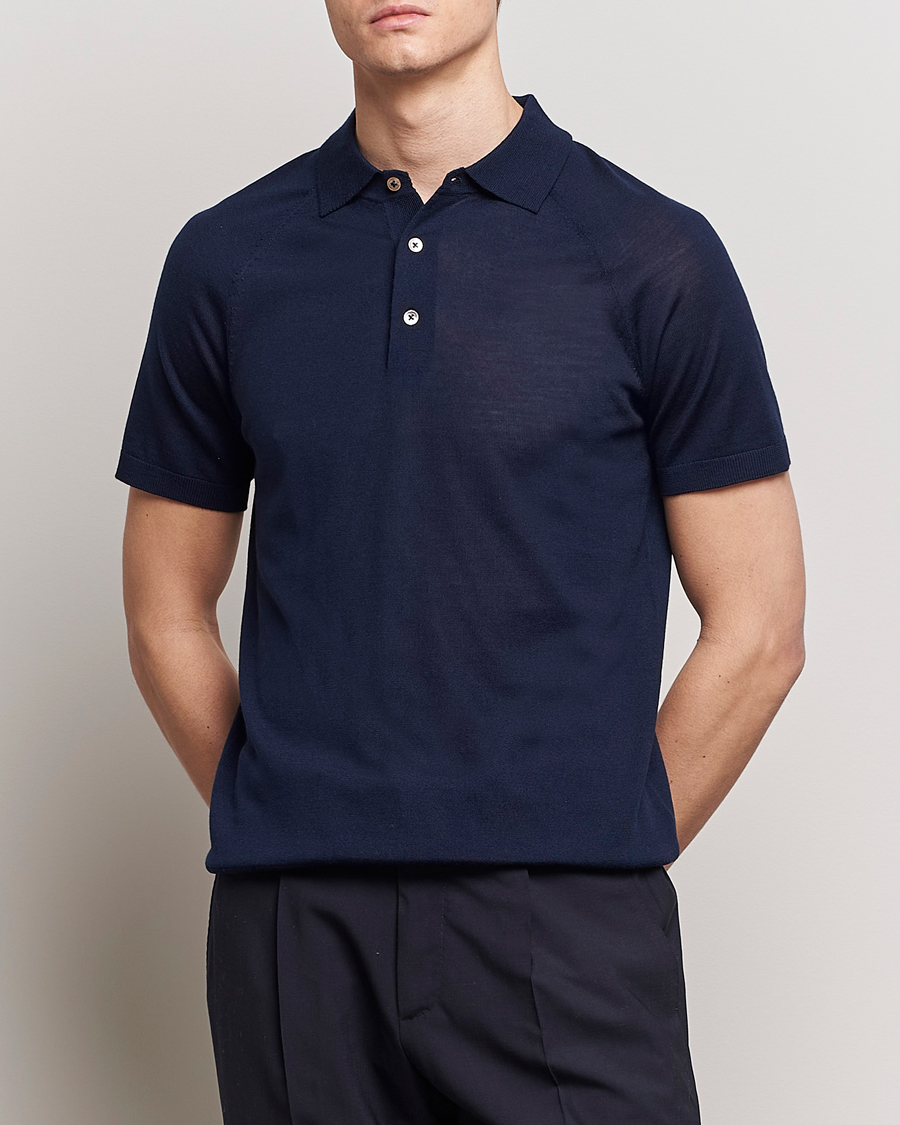 Homme | Polos À Manches Courtes | Morris Heritage | Fleming Short Sleeve Merino Polo Navy