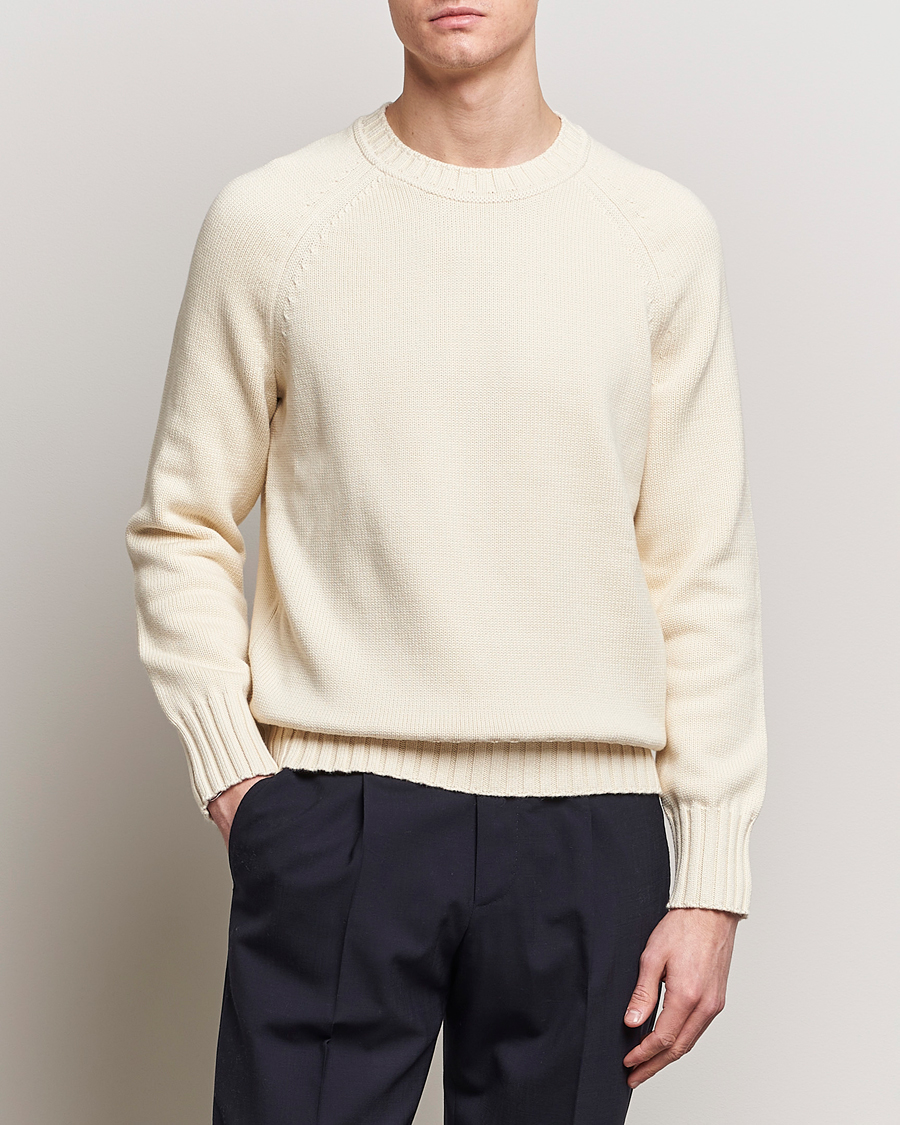 Homme | Preppy Authentic | Morris Heritage | Bennet Knitted Cotton/Cashmere Crew Neck Off White
