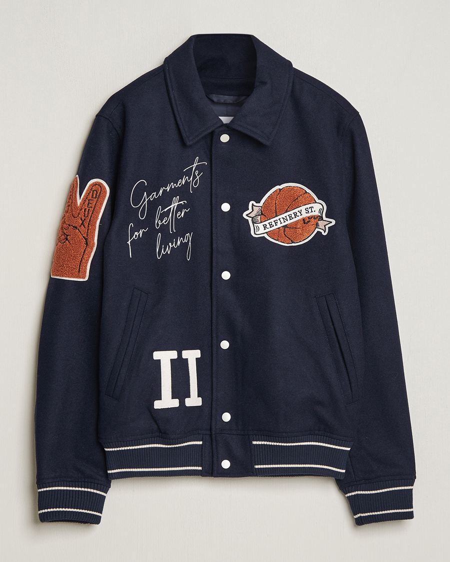 Homme | Manteaux Et Vestes | LES DEUX | Varsity Wool Jacket Dark Navy