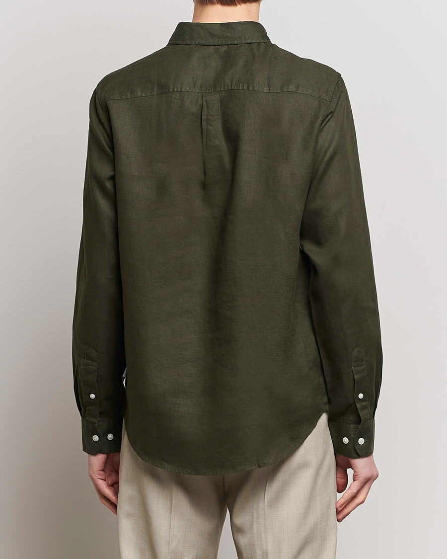 Homme | Chemises | LES DEUX | Kristian Linen Button Down Shirt Olive Night