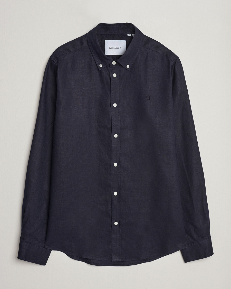 Homme | Chemises | LES DEUX | Kristian Linen Button Down Shirt Dark Navy