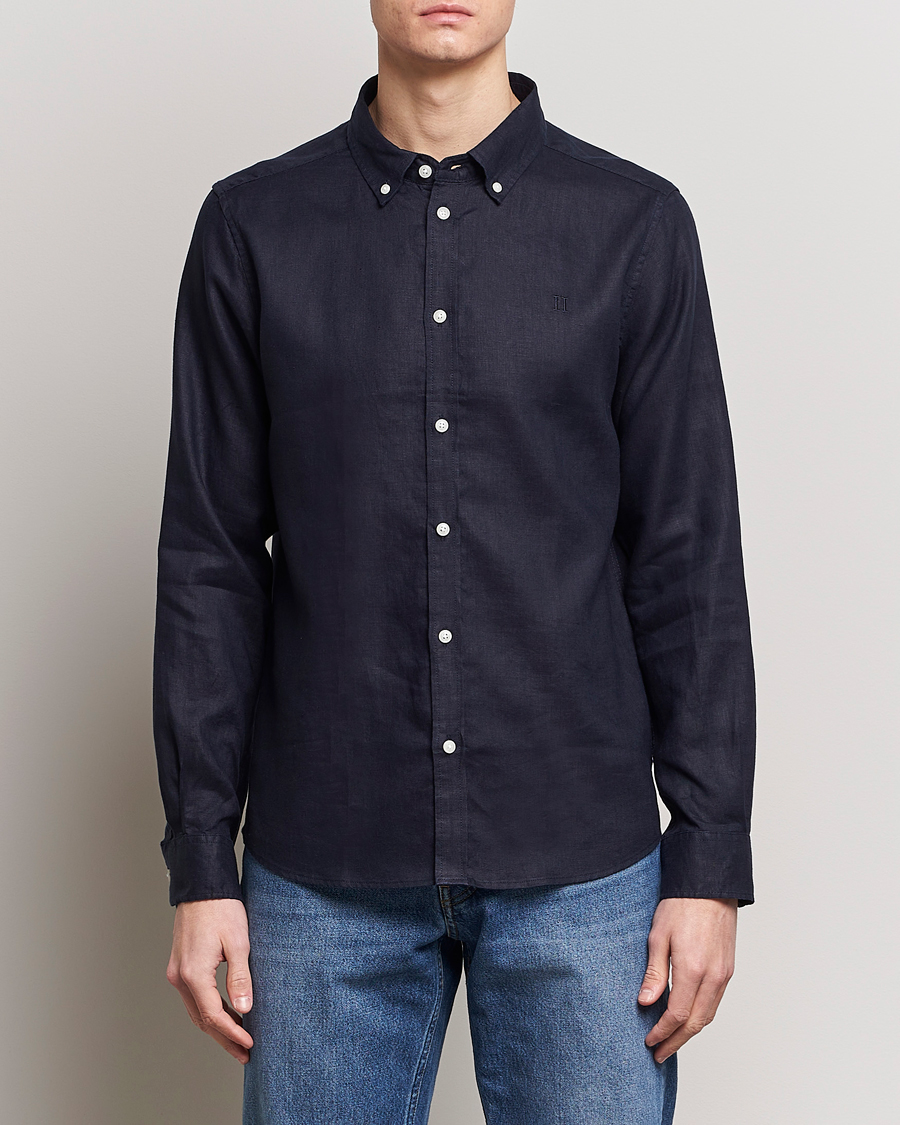 Homme | Chemises | LES DEUX | Kristian Linen Button Down Shirt Dark Navy
