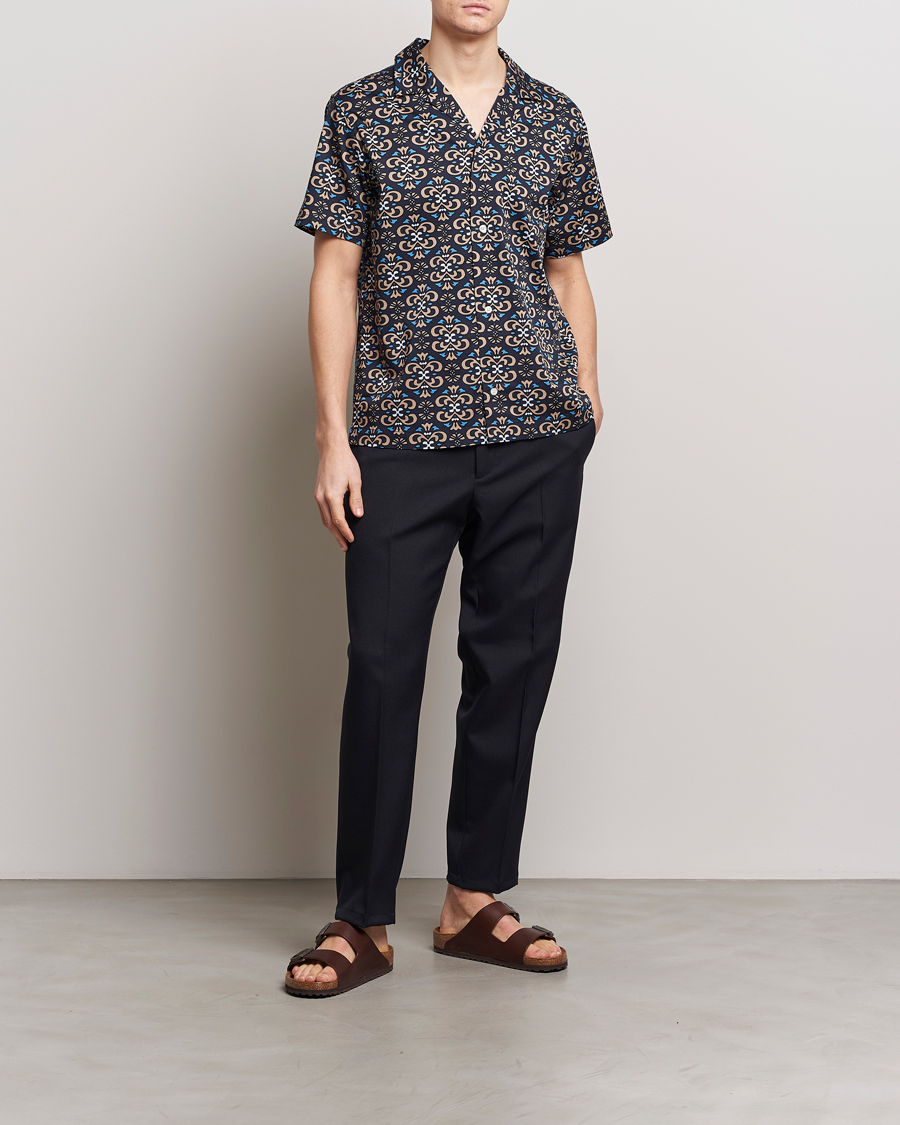Homme | Chemises | LES DEUX | Hendrix Printed Short Sleeve Shirt Dark Navy