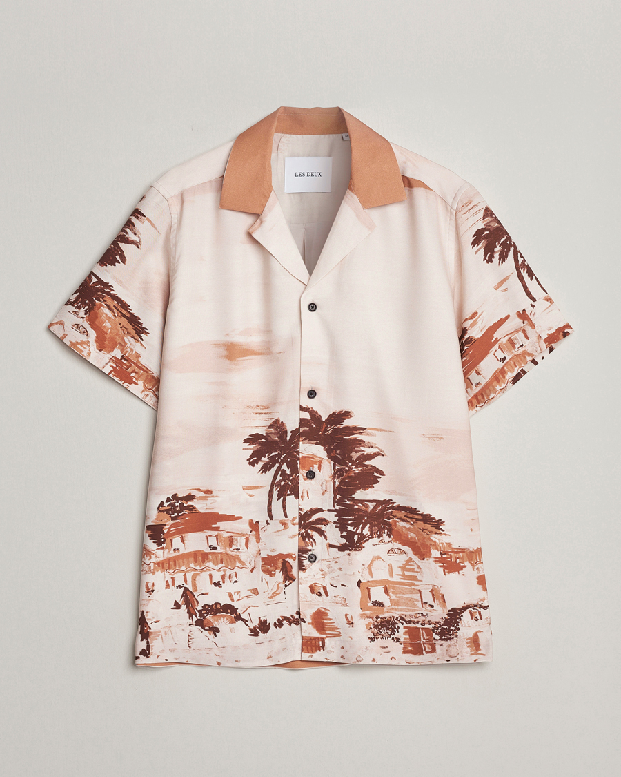 Homme | Chemises | LES DEUX | Coastal Printed Short Sleeve Shirt Terracotta