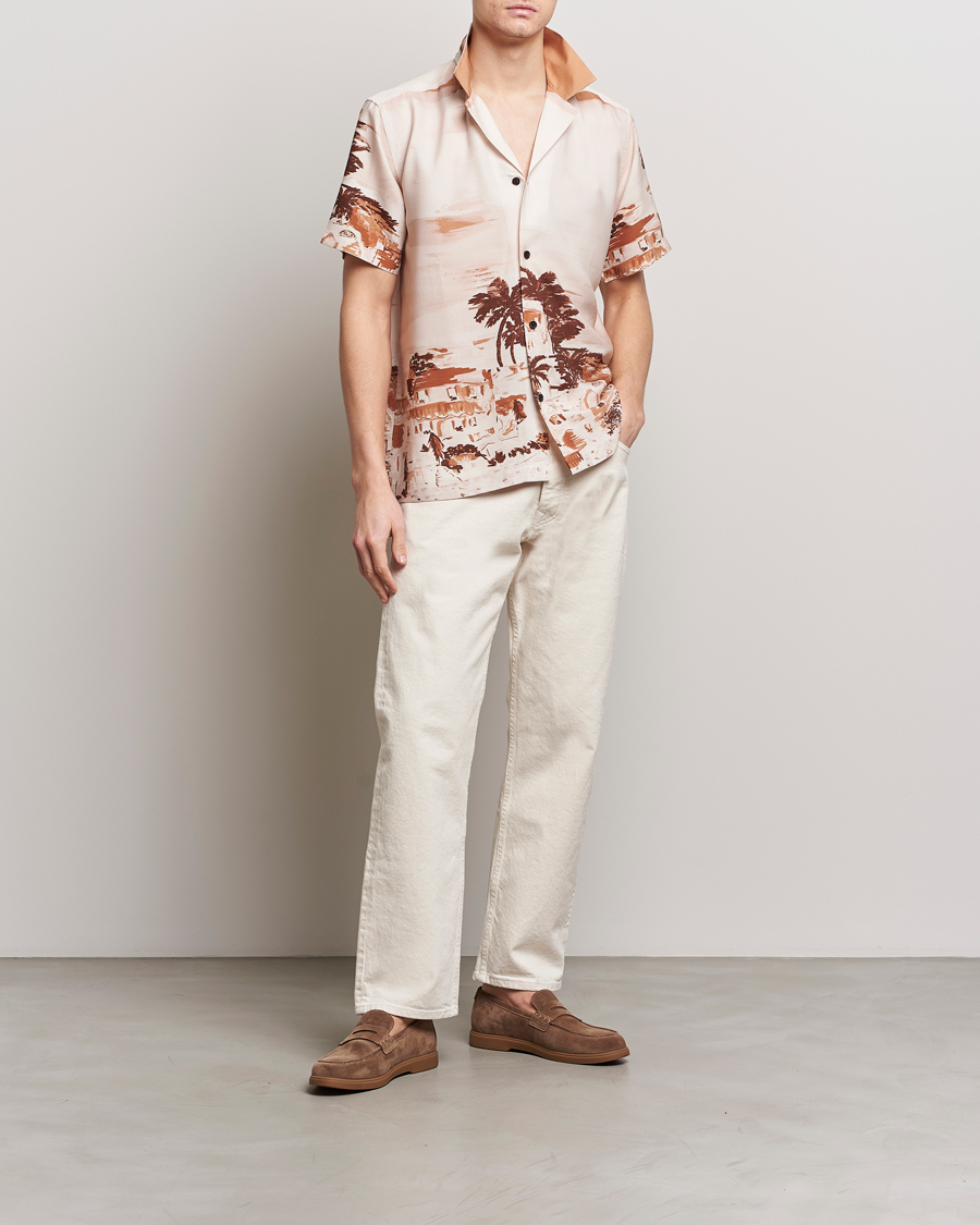 Homme | Chemises | LES DEUX | Coastal Printed Short Sleeve Shirt Terracotta