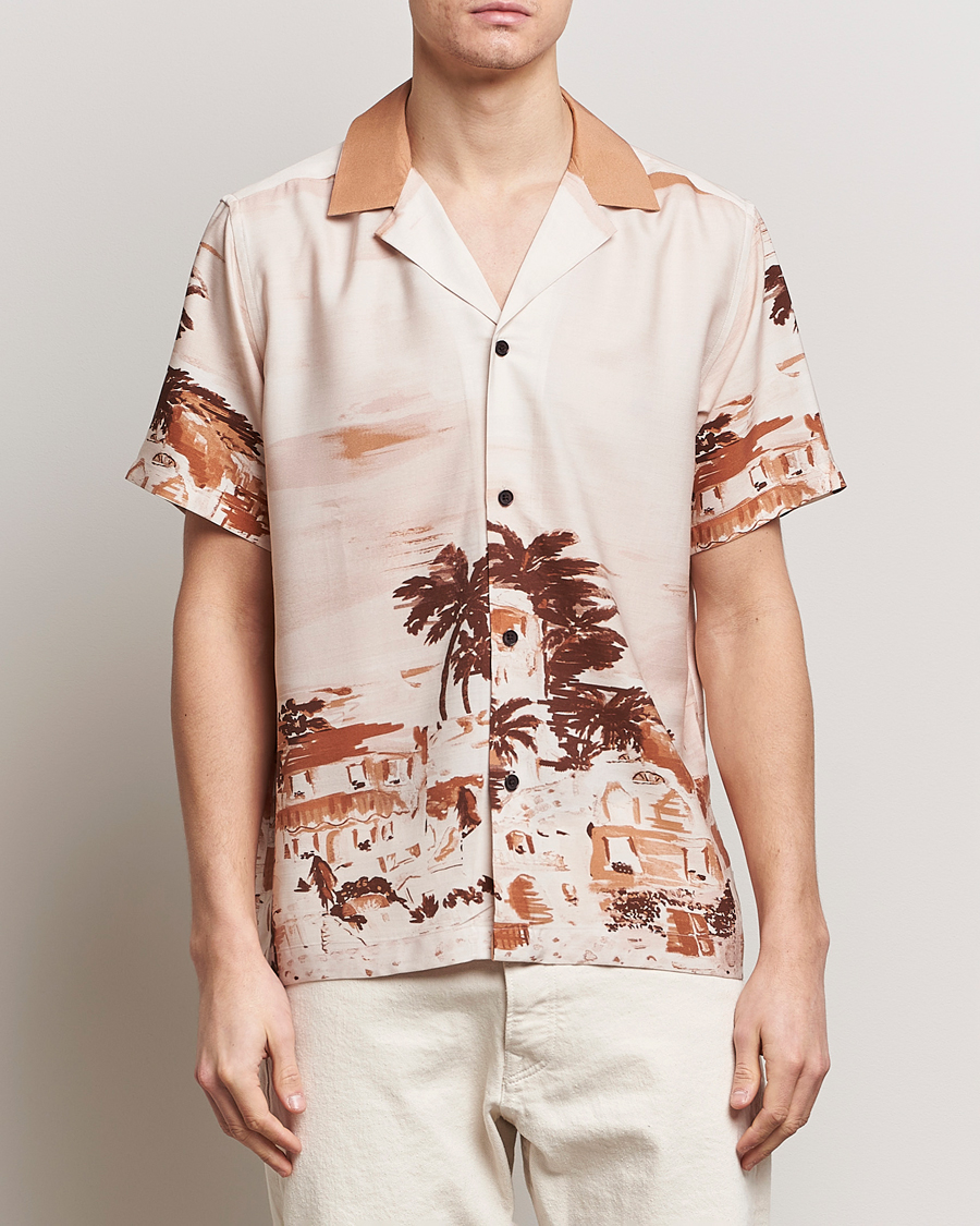 Homme | Chemises | LES DEUX | Coastal Printed Short Sleeve Shirt Terracotta