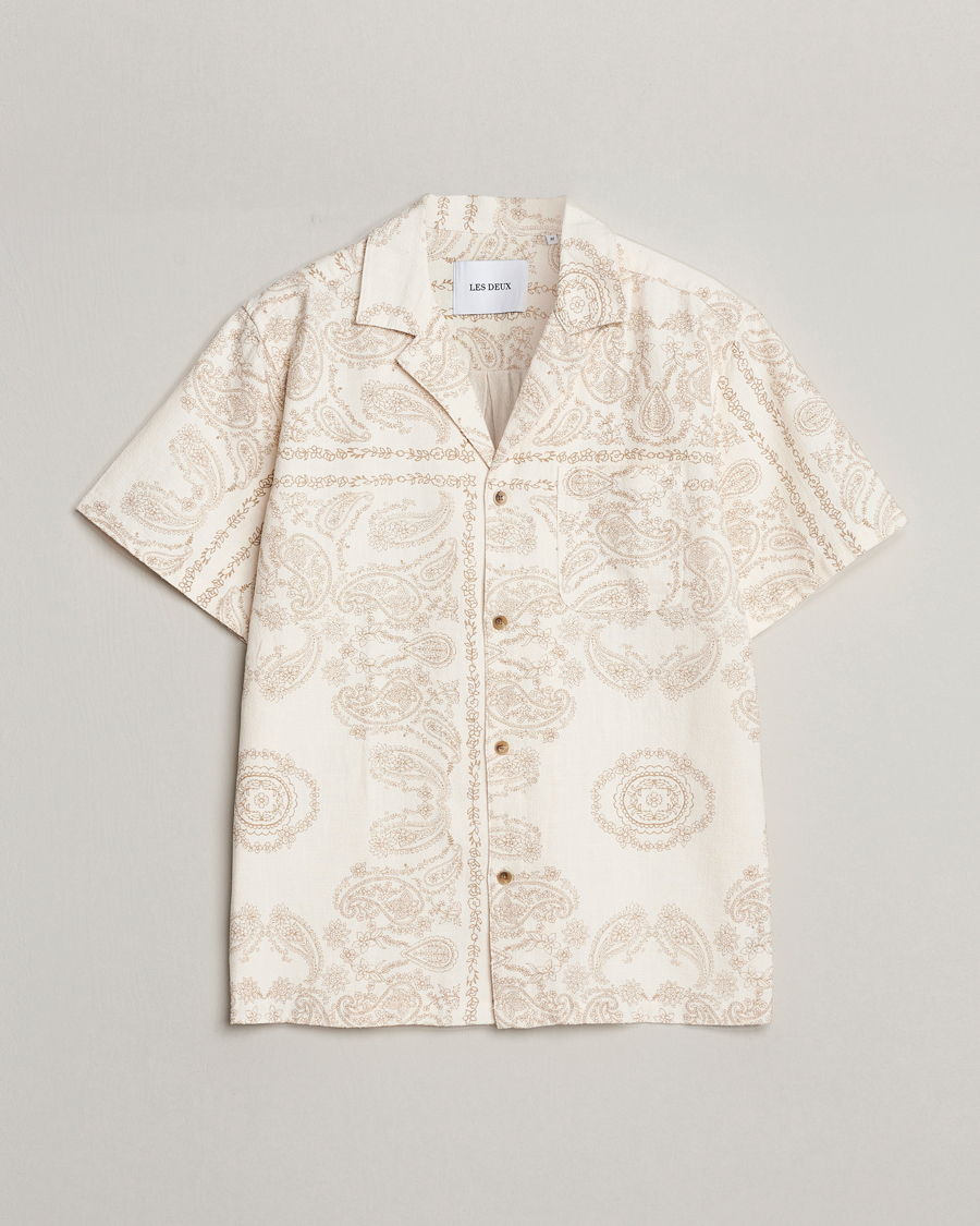 Homme | Chemises | LES DEUX | Lesley Paisley Short Sleeve Shirt Light Ivory