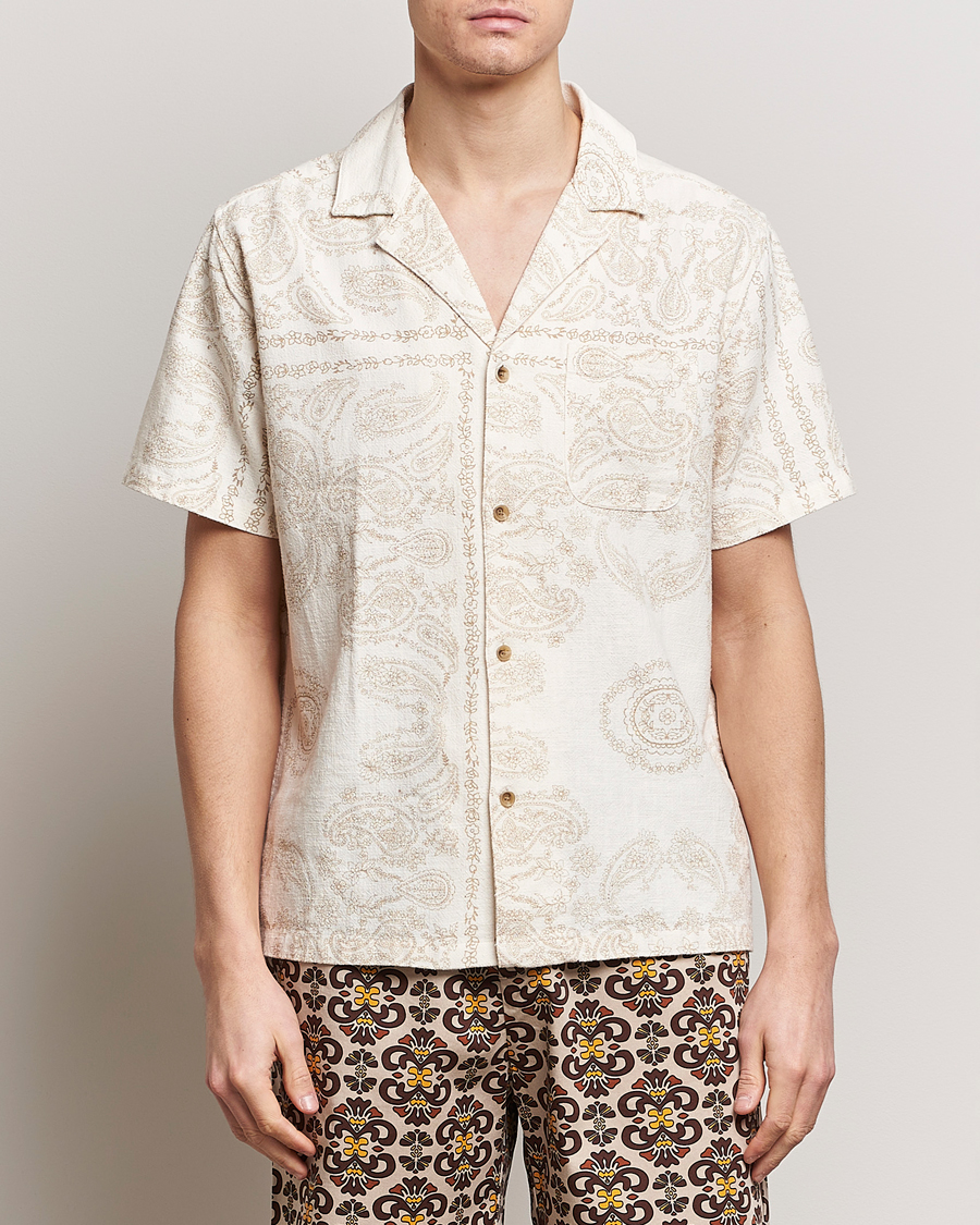 Homme | Chemises | LES DEUX | Lesley Paisley Short Sleeve Shirt Light Ivory