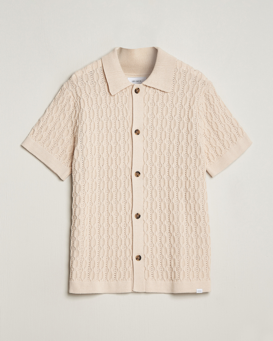 Homme | Chemises | LES DEUX | Garret Knitted Short Sleeve Shirt Ivory