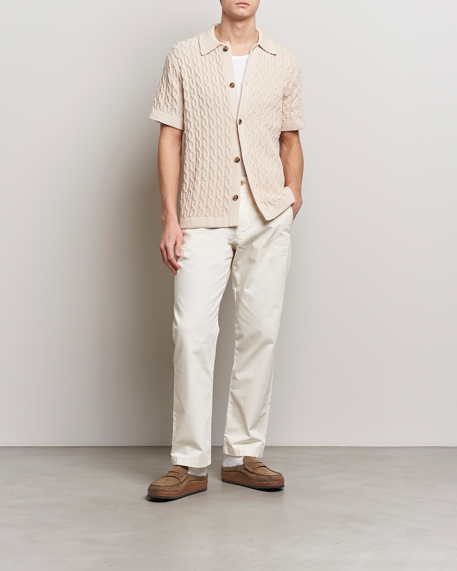 Homme | Chemises | LES DEUX | Garret Knitted Short Sleeve Shirt Ivory