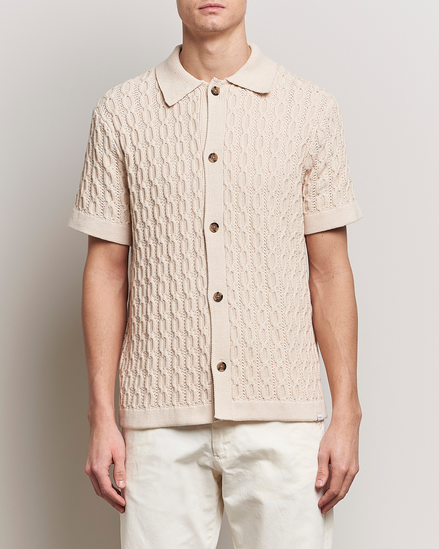 Homme | Vêtements | LES DEUX | Garret Knitted Short Sleeve Shirt Ivory