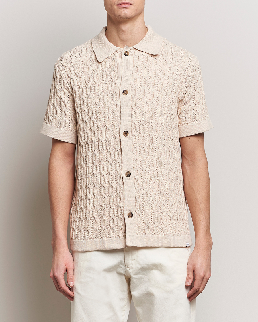 Homme | Chemises | LES DEUX | Garret Knitted Short Sleeve Shirt Ivory