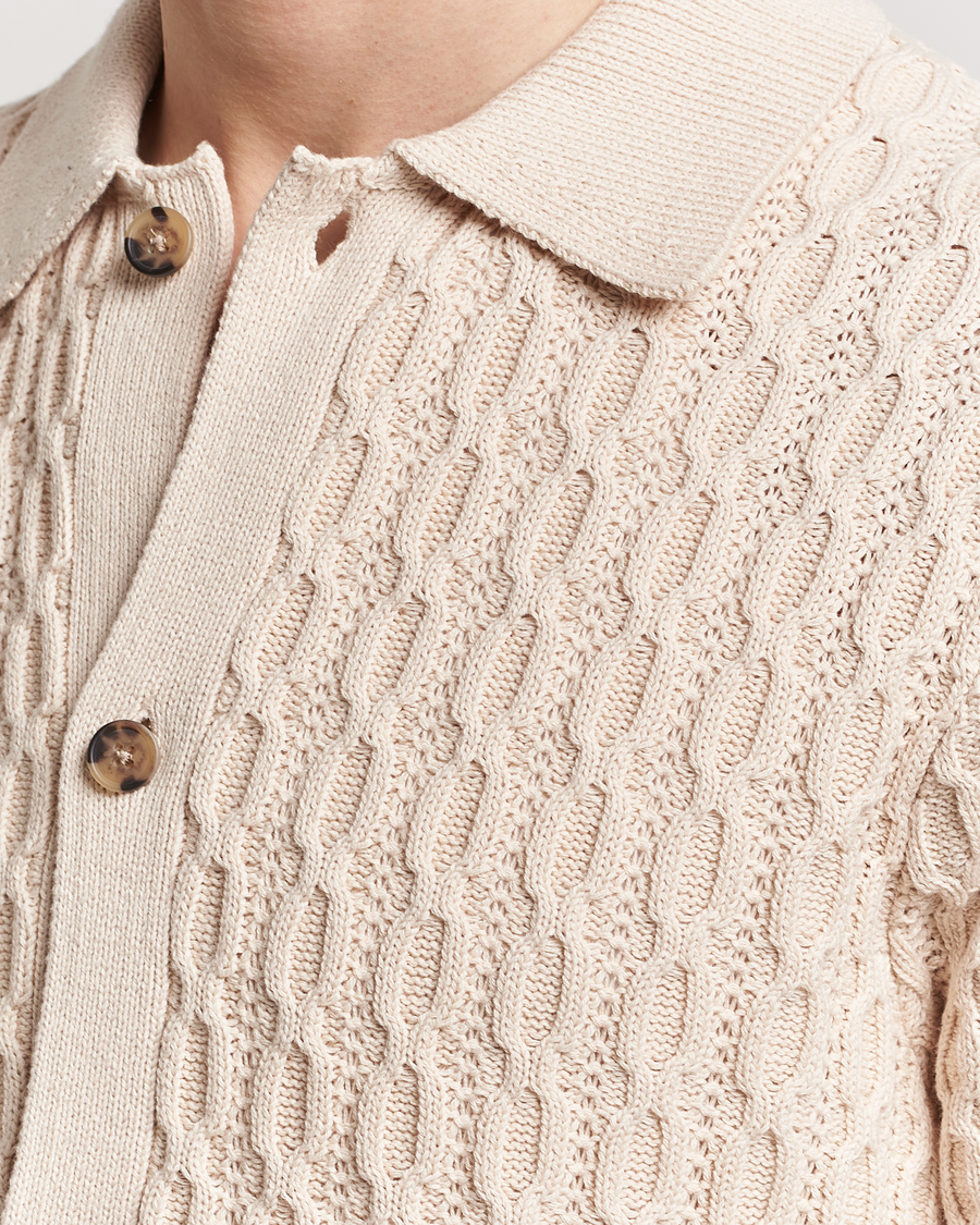 Homme | Chemises | LES DEUX | Garret Knitted Short Sleeve Shirt Ivory