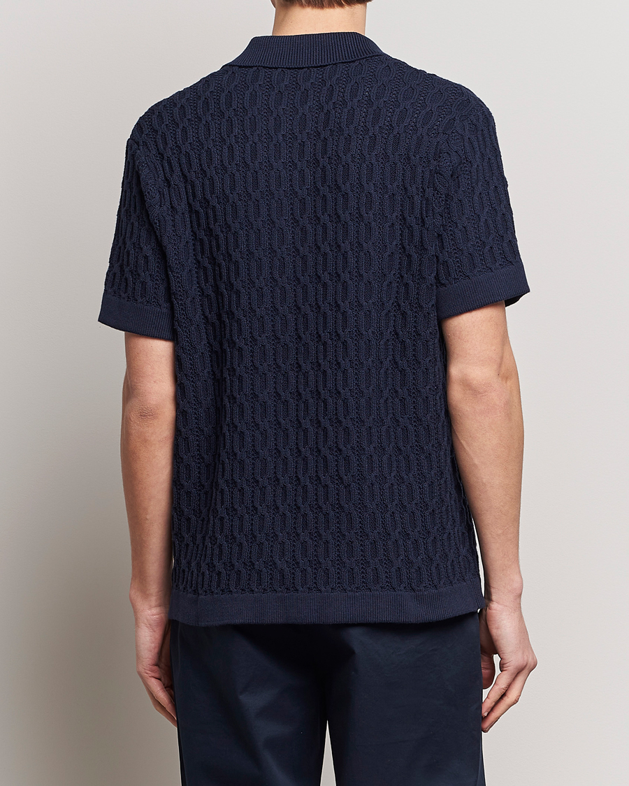 Homme | Chemises | LES DEUX | Garret Knitted Short Sleeve Shirt Dark Navy