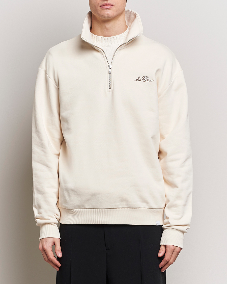 Homme | Vêtements | LES DEUX | Crew Half Zip Sweatshirt Light Ivory