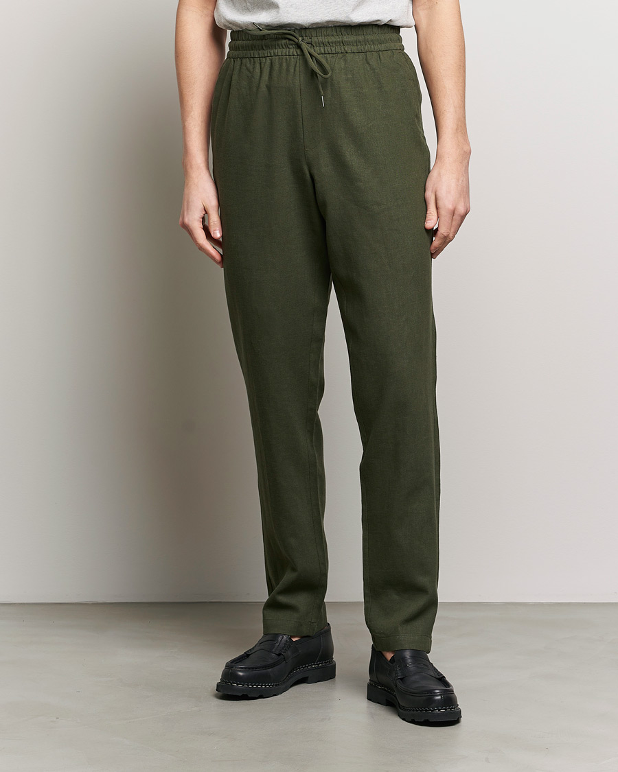 Homme | Pantalons | LES DEUX | Patrick Linen Pants Forrest Green