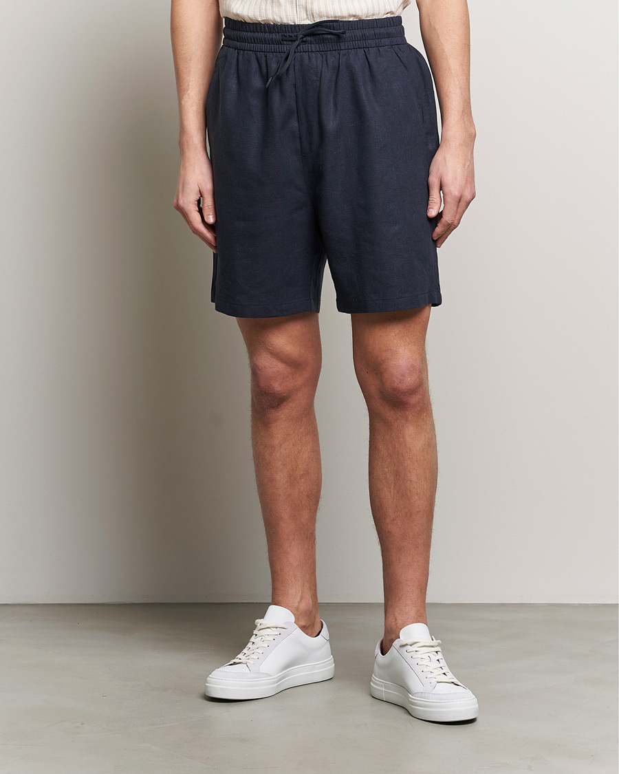 Homme | Vêtements | LES DEUX | Otto Linen Shorts Dark Navy