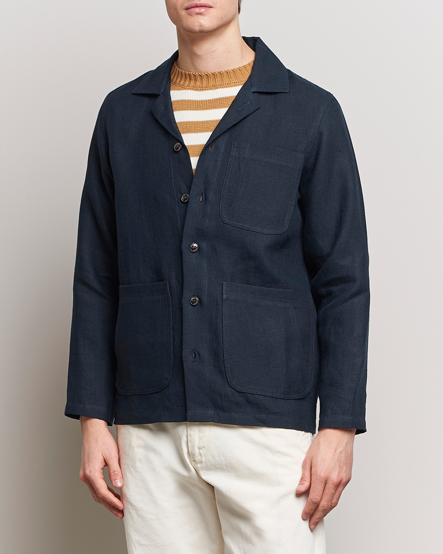 Homme | Chemises | Peregrine | Grange Linen Shacket Navy