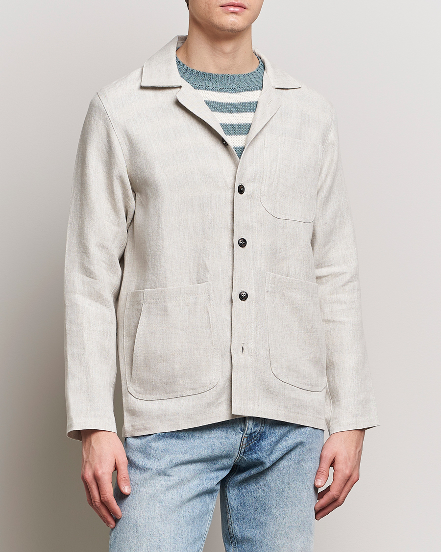 Homme | Chemises | Peregrine | Grange Linen Shacket Natural