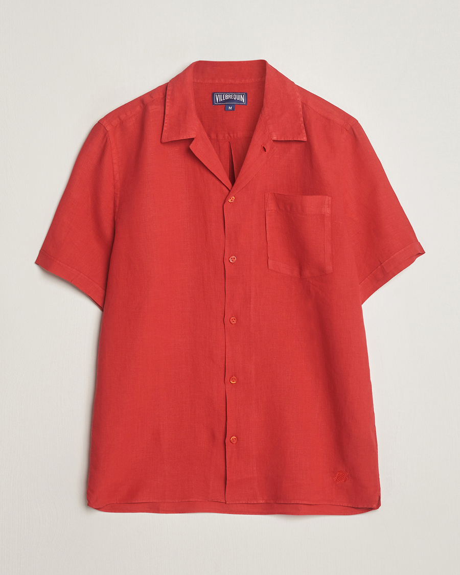 Homme | Chemises | Vilebrequin | Carhli Resort Short Sleeve Shirt Mouline Rouge