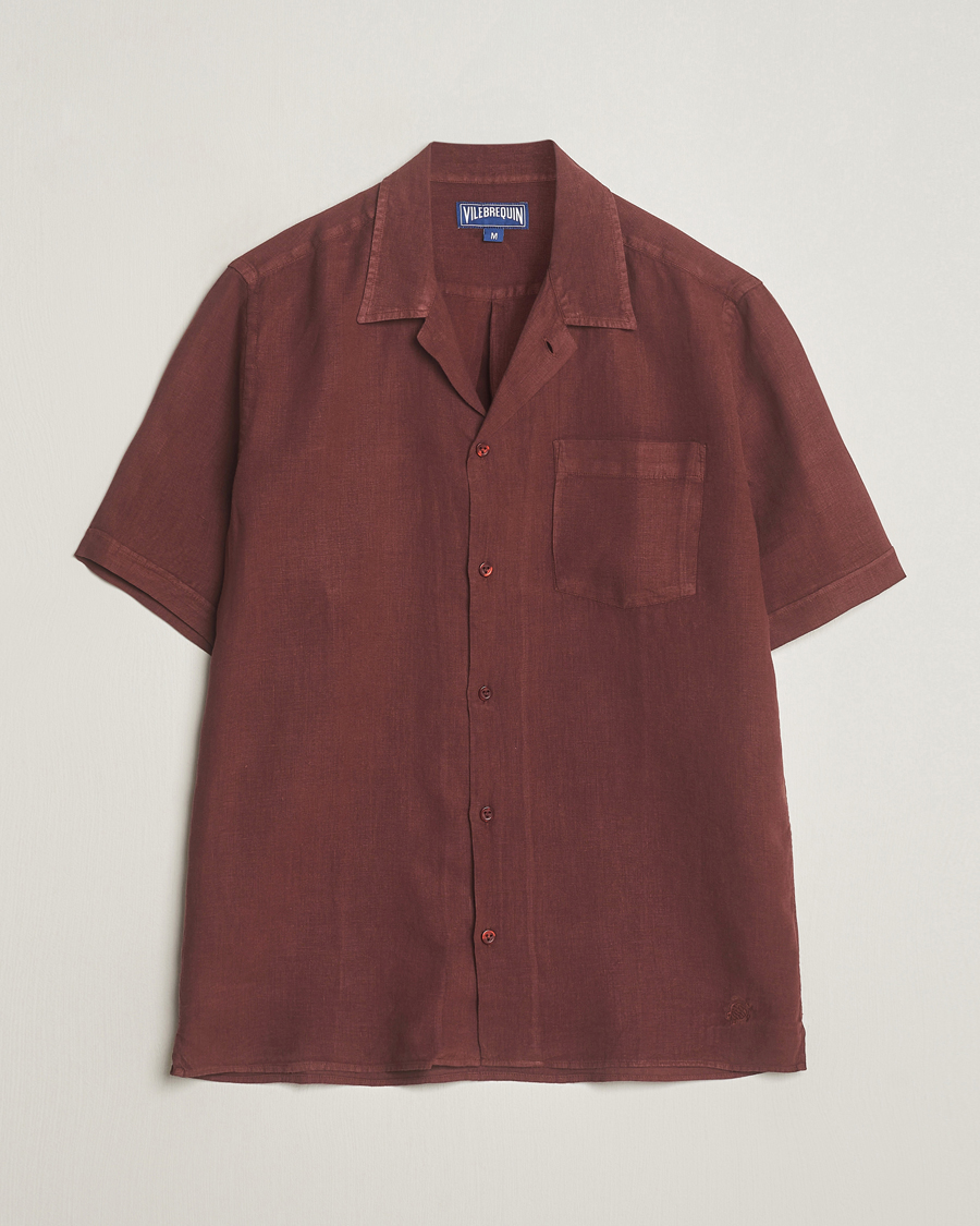 Homme | Chemises | Vilebrequin | Carhli Resort Short Sleeve Shirt Acajou