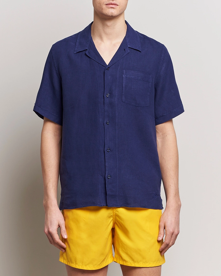 Homme | Vilebrequin | Vilebrequin | Carhli Resort Short Sleeve Shirt Minuit