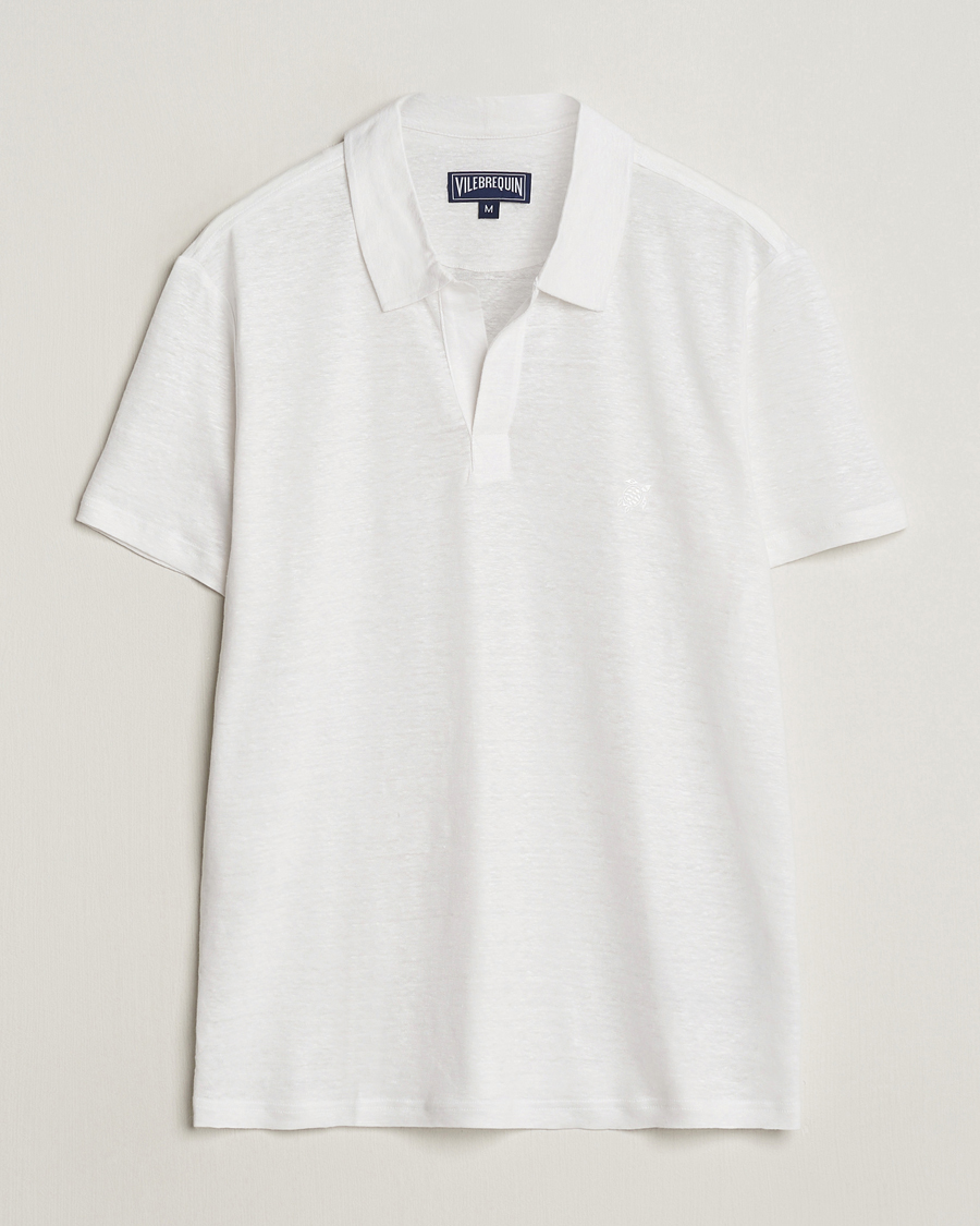 Homme | Polos | Vilebrequin | Pyramid Linen Jersey Polo Blanc