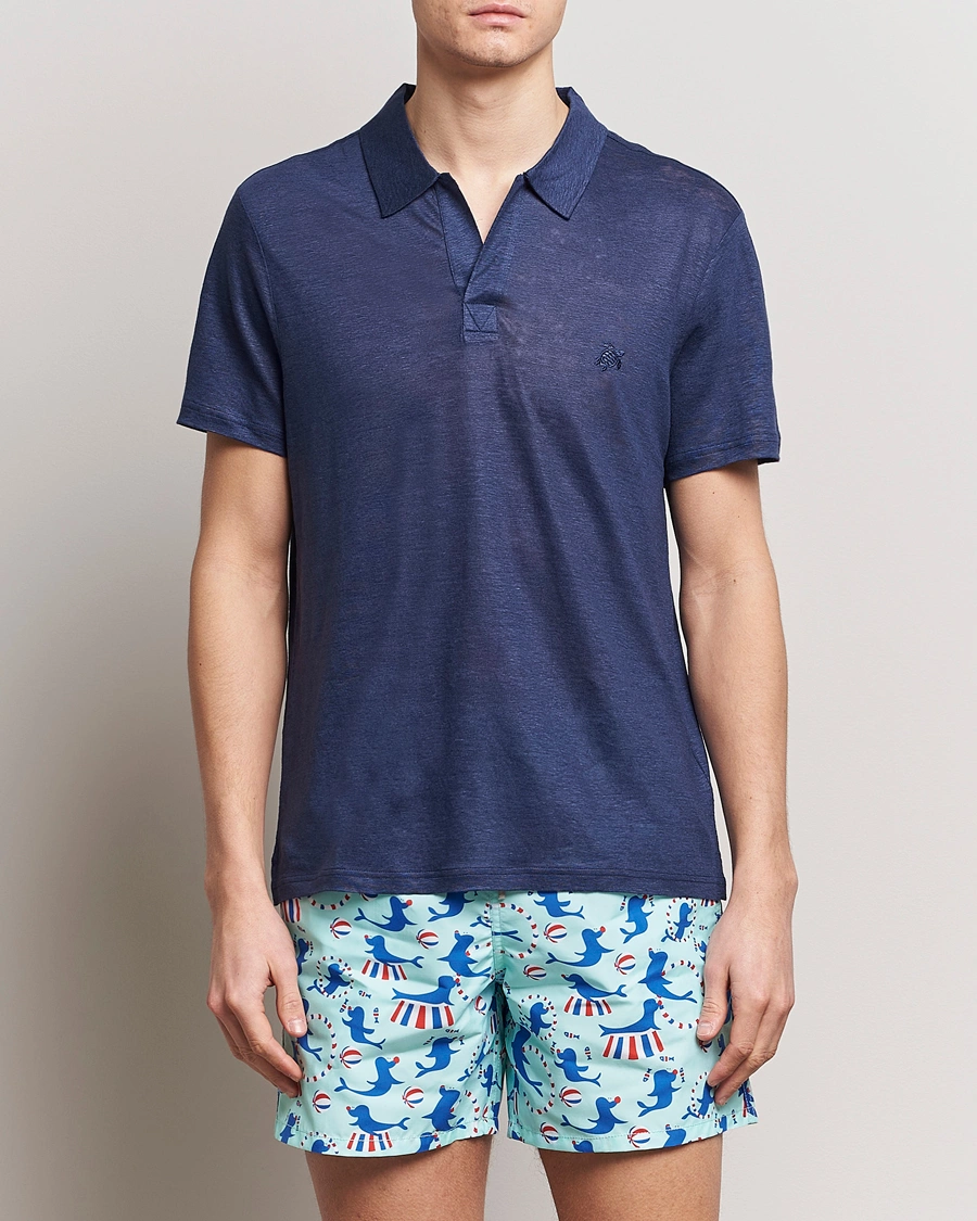 Homme | Vêtements | Vilebrequin | Pyramid Linen Jersey Polo Bleu Marine