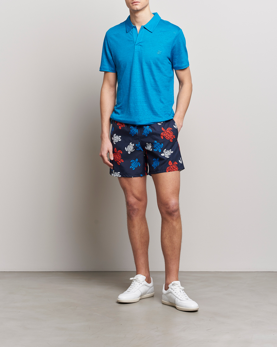 Homme | Polos | Vilebrequin | Pyramid Linen Jersey Polo Bleu Hawaii