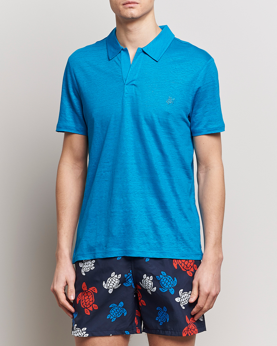 Homme | Vêtements | Vilebrequin | Pyramid Linen Jersey Polo Bleu Hawaii