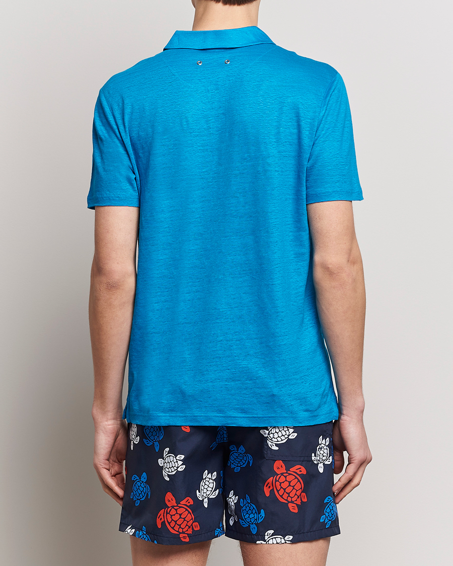 Homme | Polos | Vilebrequin | Pyramid Linen Jersey Polo Bleu Hawaii